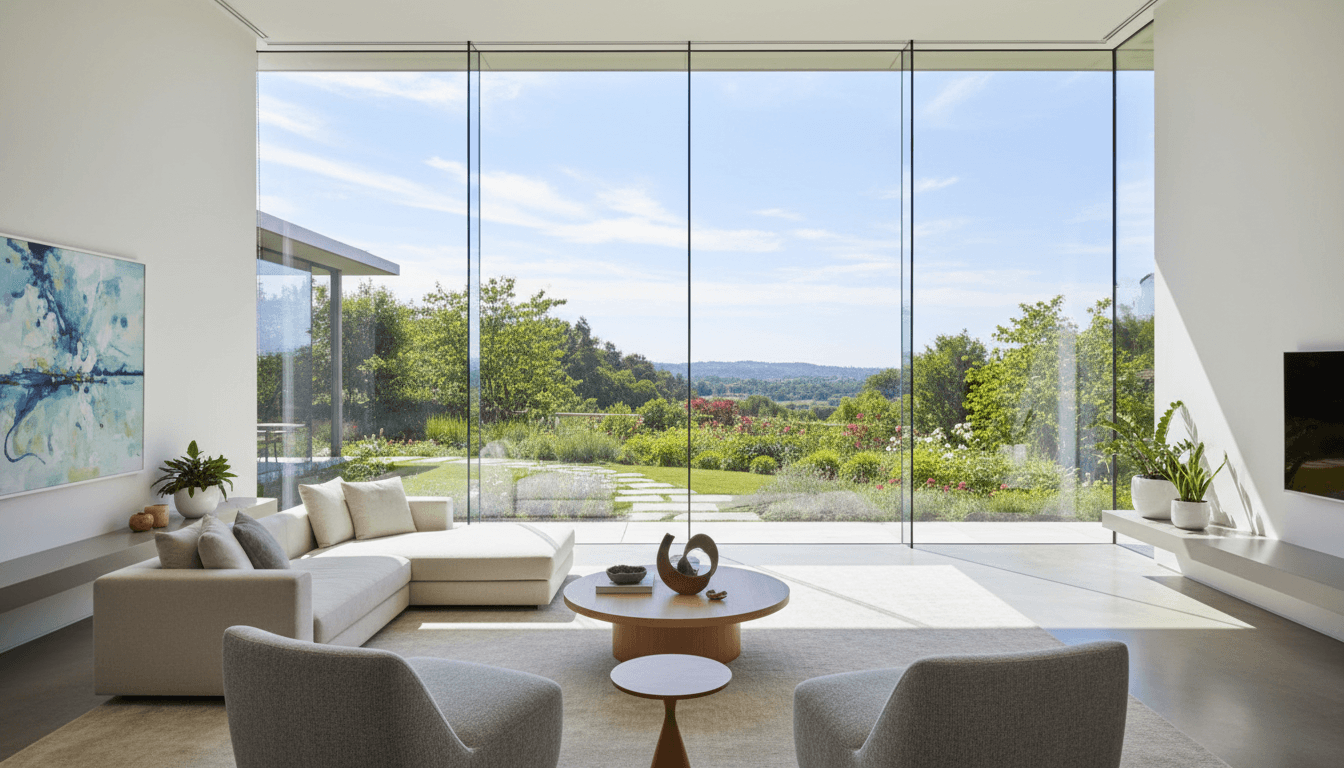Sunlight streaming through clean window onto windowsill in bright modern home